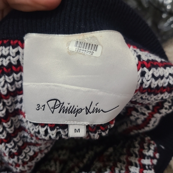 3.1 Phillip Lim jacquard wool blend sweater halter deconstructed sleeve wrap top - Picture 8 of 8